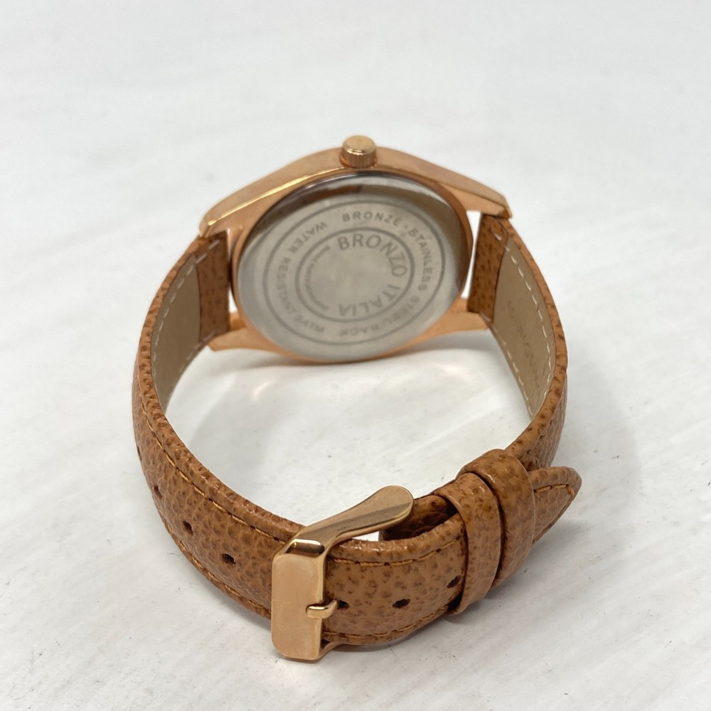 Bronzo Italia QVC Watch Women 39mm Rose Gold Tone Brown Leather Band New Battery - Picture 11 of 15